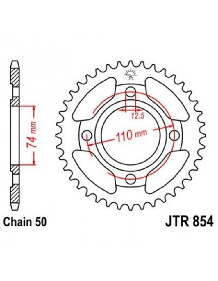 CORONA JT 854 de acero con 36 dientes